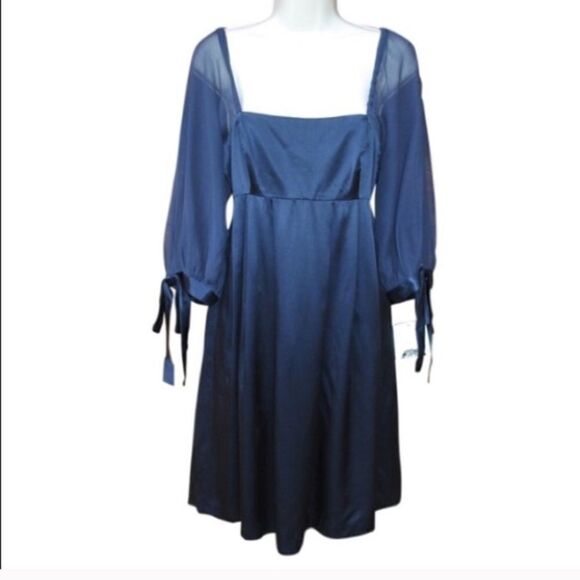 NWT Donna Morgan Blue Silk Dress - Picture 1 of 8